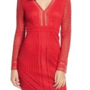 Elegant Red Lace/crochet Dress